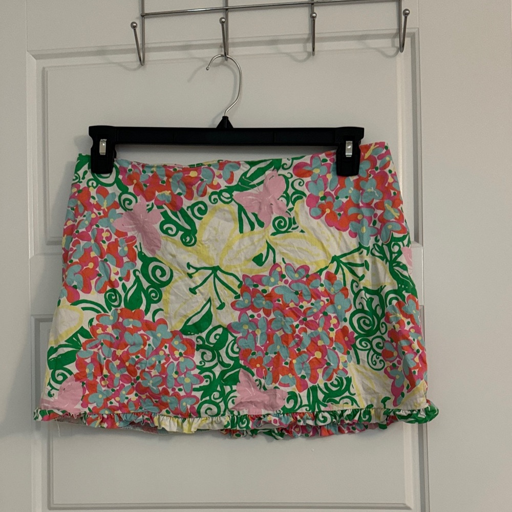 Vintage Lilly Pulitzer Green and Pink Patterned Skirt